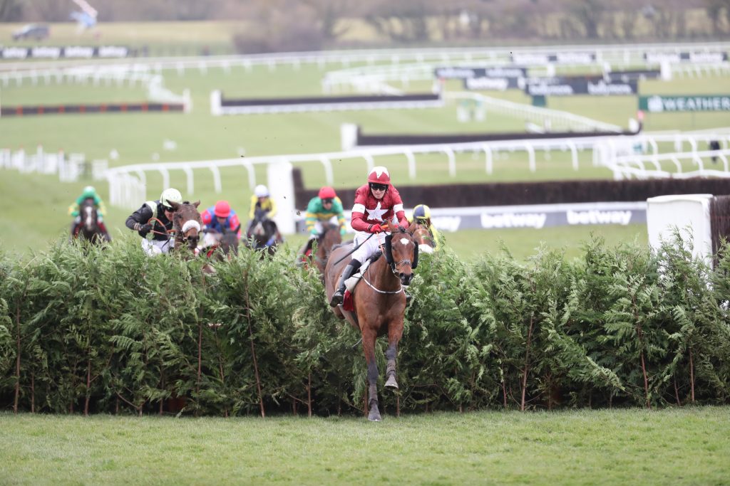 Tiger Roll jumps the last in the Cross Country at Cheltenham