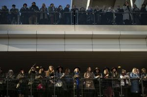 Cheltenham racegoers watching the runners
