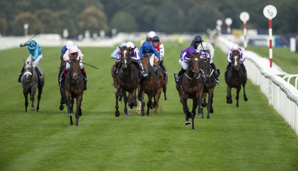 Kew Gardens win the 2018 St Leger under Ryan Moore