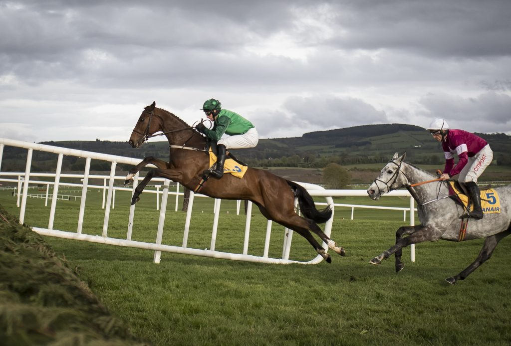 Footpad jumps the first before going on to win at Punchestown
